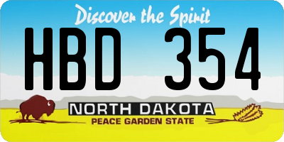 ND license plate HBD354