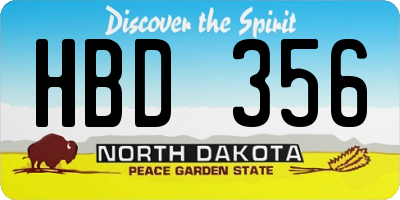 ND license plate HBD356