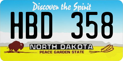 ND license plate HBD358