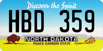 ND license plate HBD359