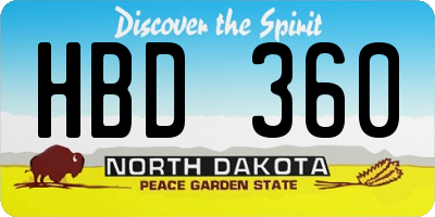 ND license plate HBD360