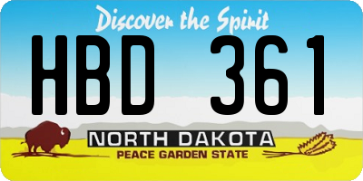 ND license plate HBD361