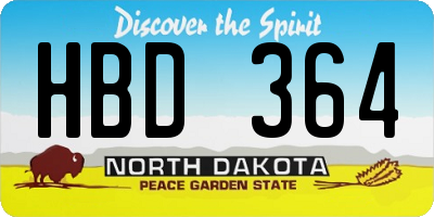 ND license plate HBD364