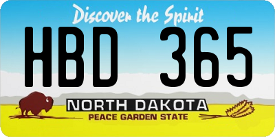 ND license plate HBD365