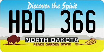 ND license plate HBD366