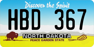 ND license plate HBD367