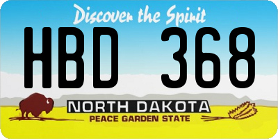 ND license plate HBD368