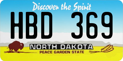 ND license plate HBD369