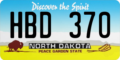 ND license plate HBD370