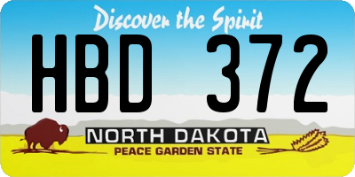 ND license plate HBD372