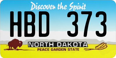 ND license plate HBD373