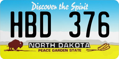 ND license plate HBD376