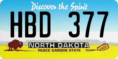 ND license plate HBD377