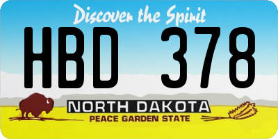 ND license plate HBD378