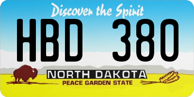 ND license plate HBD380