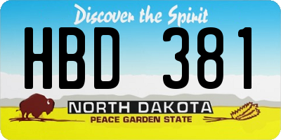 ND license plate HBD381