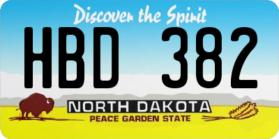 ND license plate HBD382