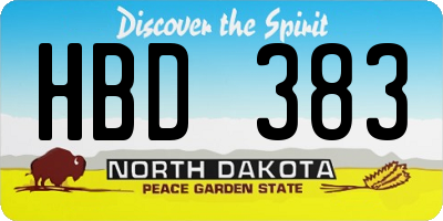 ND license plate HBD383