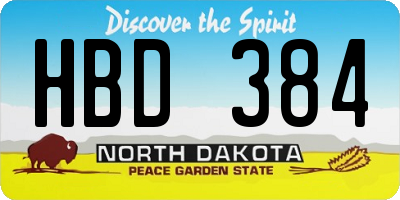 ND license plate HBD384