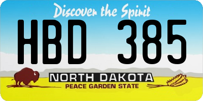 ND license plate HBD385