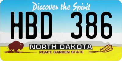 ND license plate HBD386