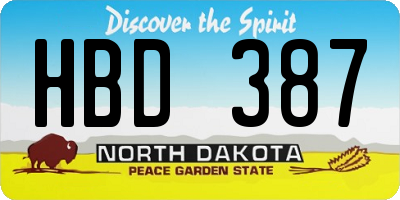 ND license plate HBD387