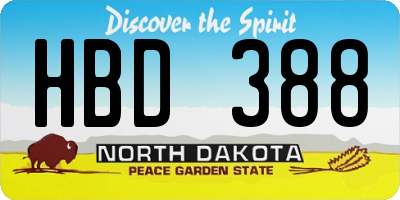 ND license plate HBD388