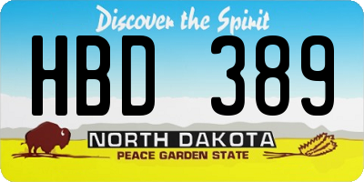 ND license plate HBD389