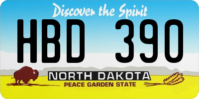 ND license plate HBD390