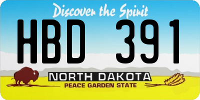 ND license plate HBD391