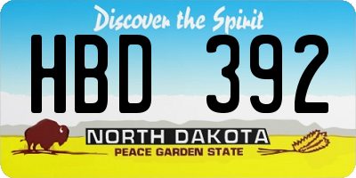 ND license plate HBD392