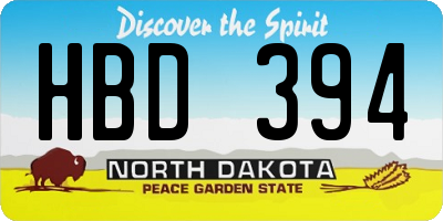 ND license plate HBD394