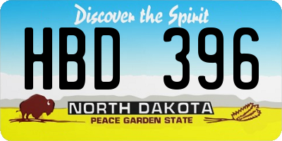 ND license plate HBD396