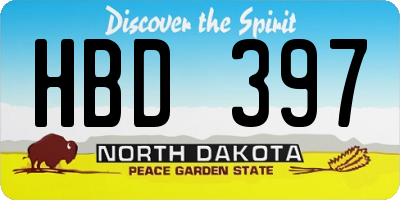 ND license plate HBD397