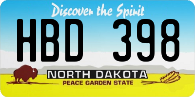 ND license plate HBD398