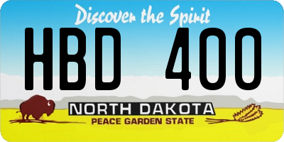 ND license plate HBD400