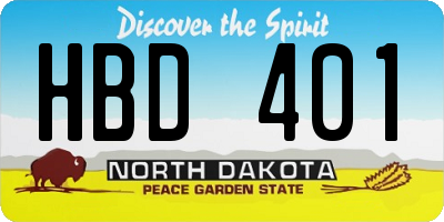 ND license plate HBD401