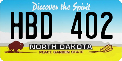 ND license plate HBD402