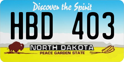 ND license plate HBD403