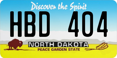 ND license plate HBD404