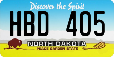 ND license plate HBD405