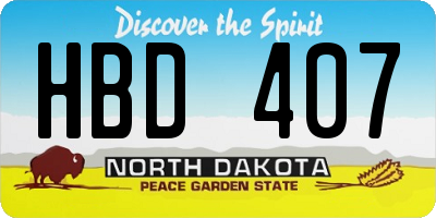 ND license plate HBD407