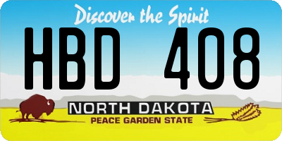 ND license plate HBD408