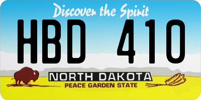 ND license plate HBD410