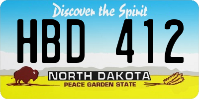 ND license plate HBD412