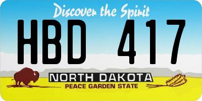 ND license plate HBD417