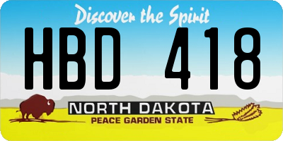 ND license plate HBD418