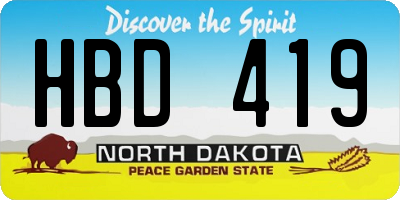 ND license plate HBD419