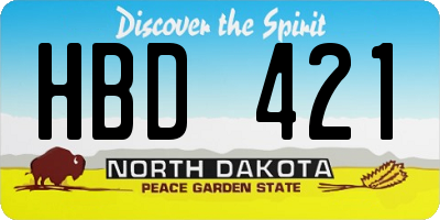 ND license plate HBD421