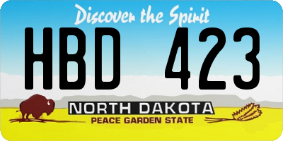 ND license plate HBD423